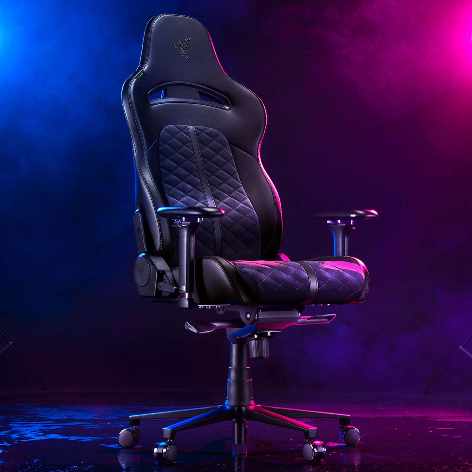 Chaise gaming Razer ergonomique à dossier haut Enki X en similicuir – Noir et vert