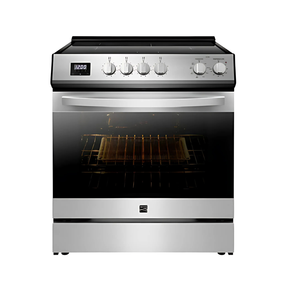 Kenmore 30-inch, 5 cu. ft., stainless steel induction range, front control, 4 elements, true convection with Air Fry function.