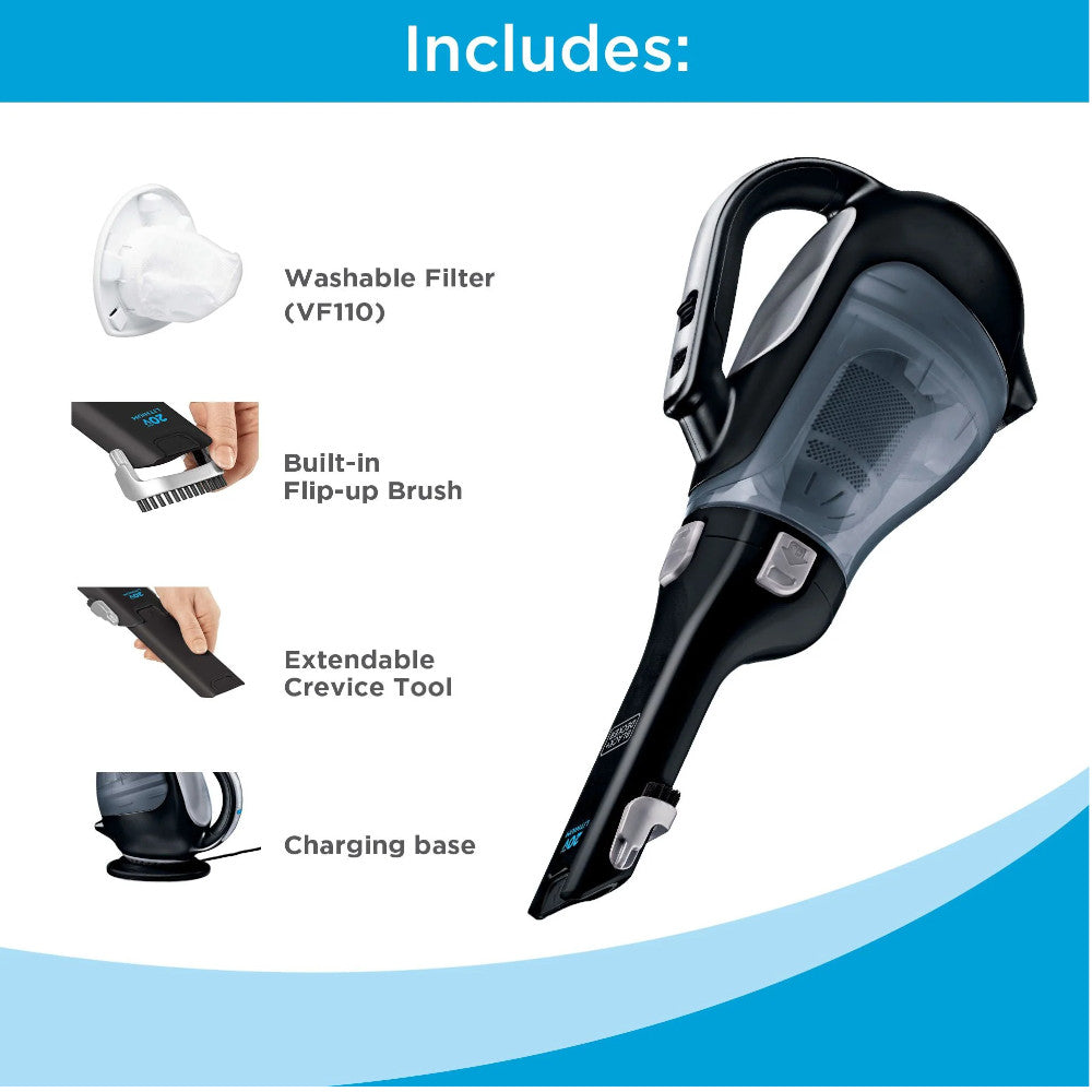 Black & Decker 20V Max Lithium Ion Cordless Hand Vacuum (BDH2000L)