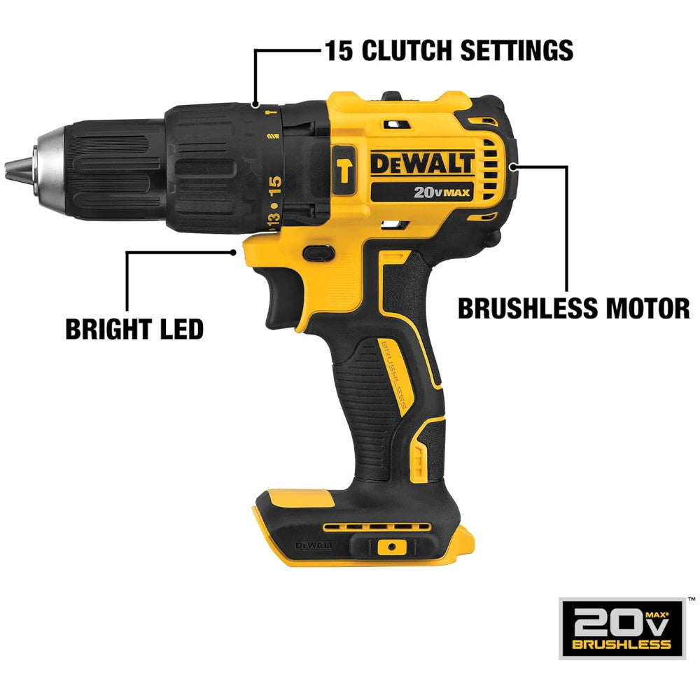Perceuse à percussion compacte sans fil Dewalt 20V MAX* avec 2 batteries -  (DCD778C2)