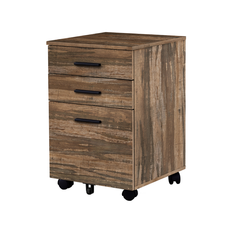 Classeur à 3 tiroirs faux bois brun sur roulettes - Monarch (I7782)
