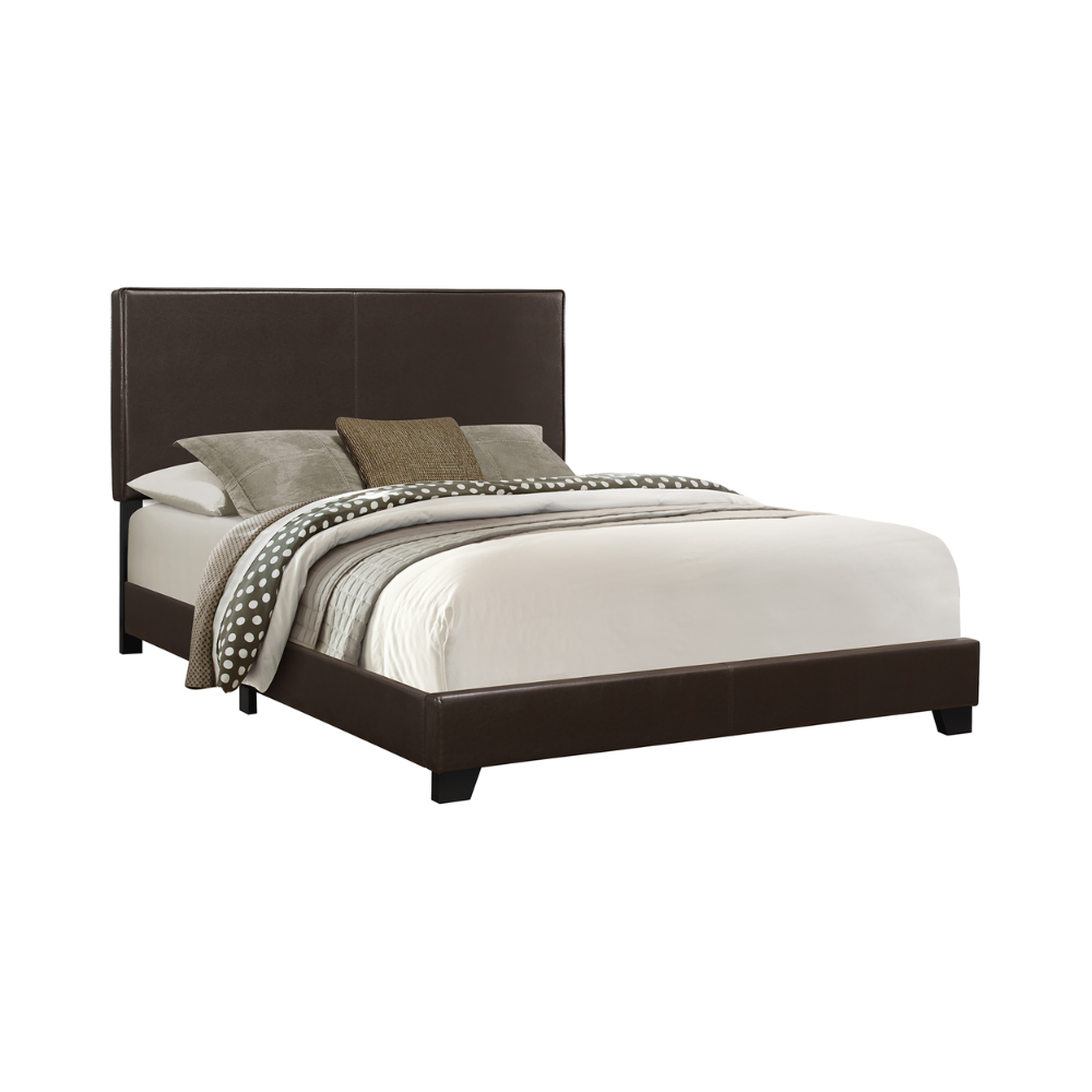 Brown Faux Leather Queen Bed Frame - Monarch (I5910Q)