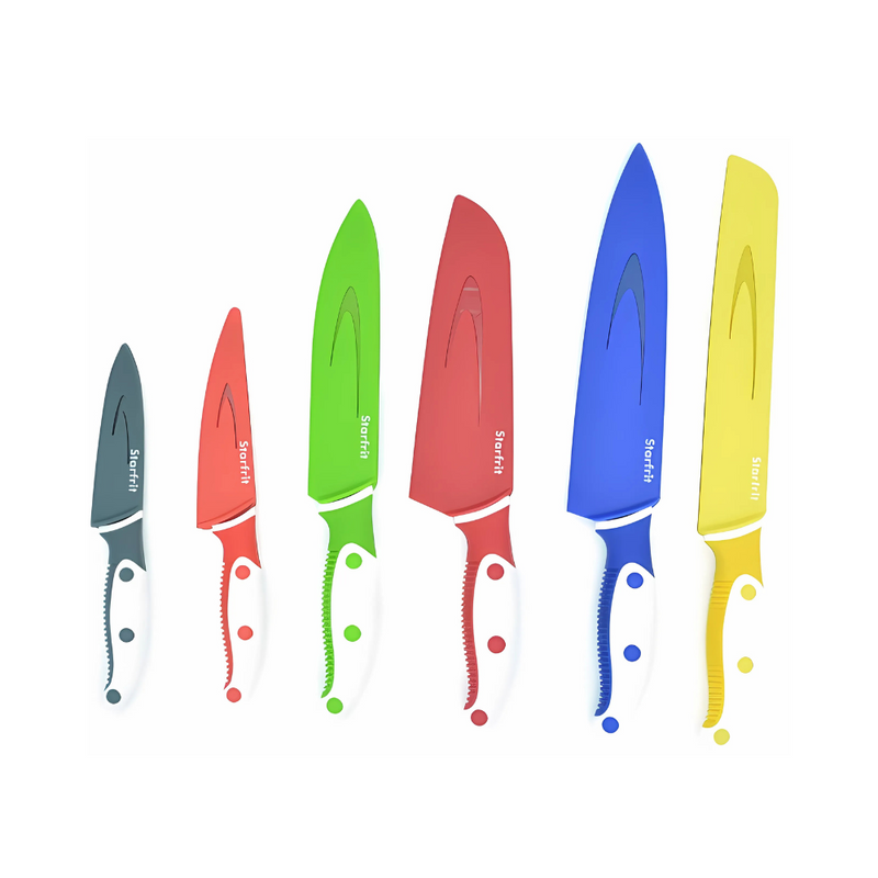 Ensemble de 6 Couteaux Starfrit de Cuisine avec Étui Proctecteur, Lame en Acier Inoxydable au Carbone - (092884)