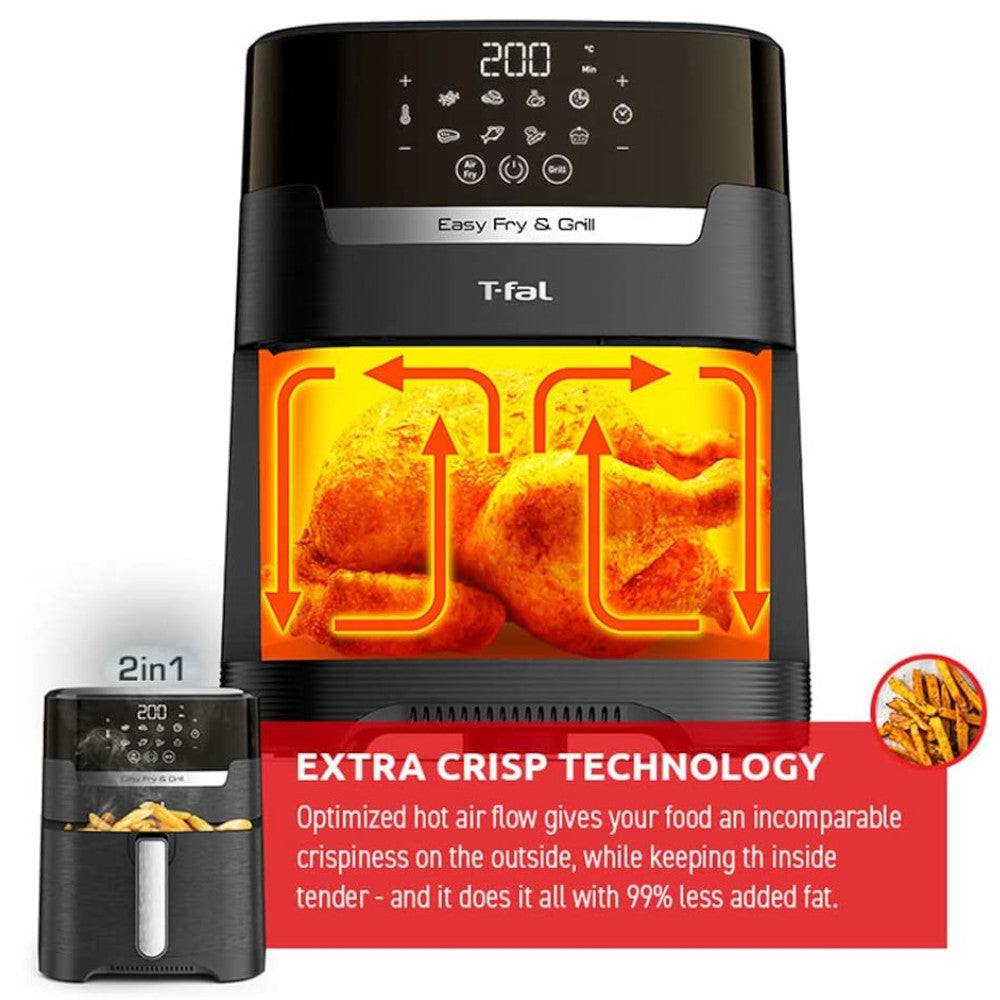 T-FAL 2-in-1 Digital Air Fryer 7-QT (EY505850) - New