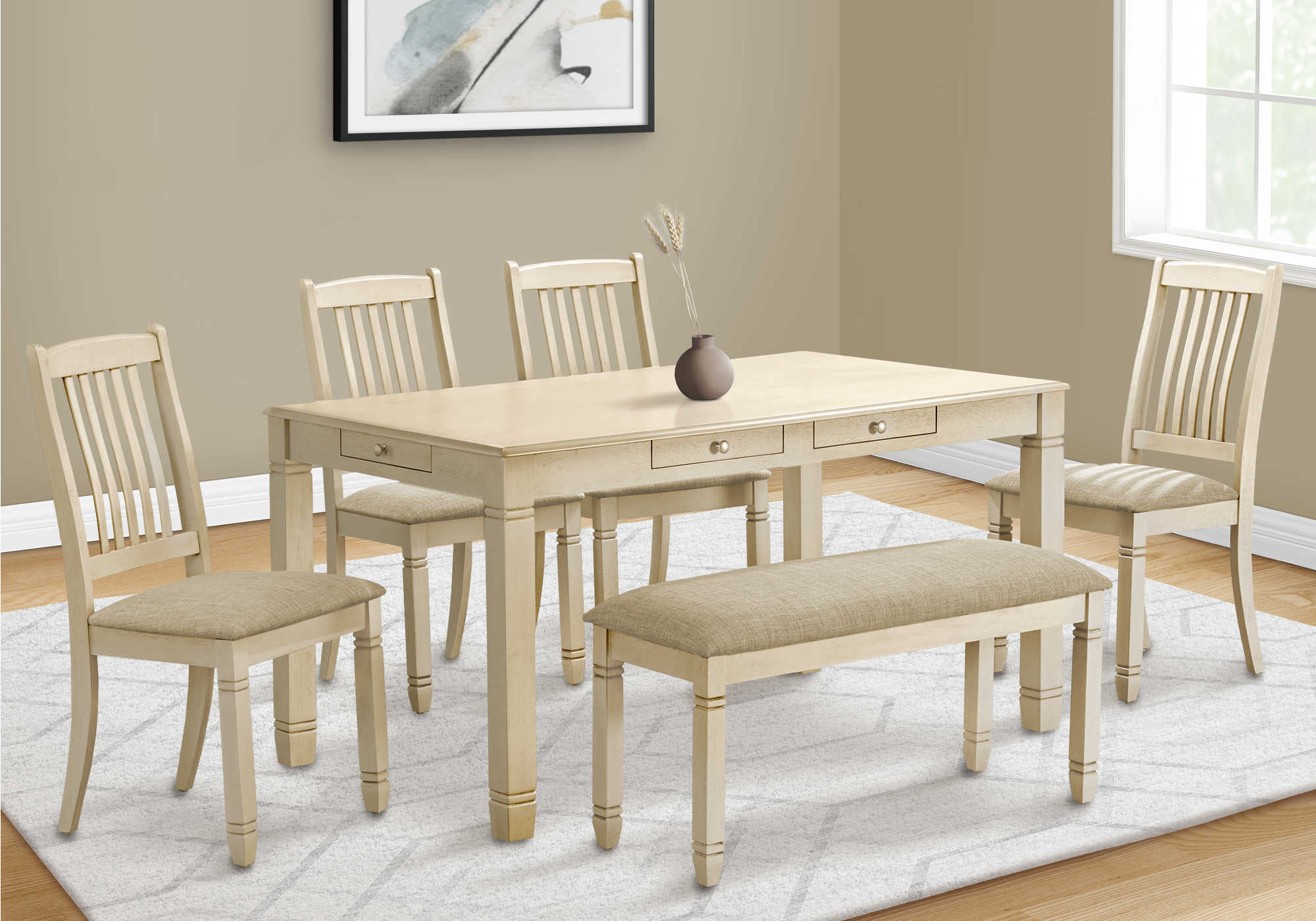 Monarch Antique White Veneer Wood Dining Table (I1264)