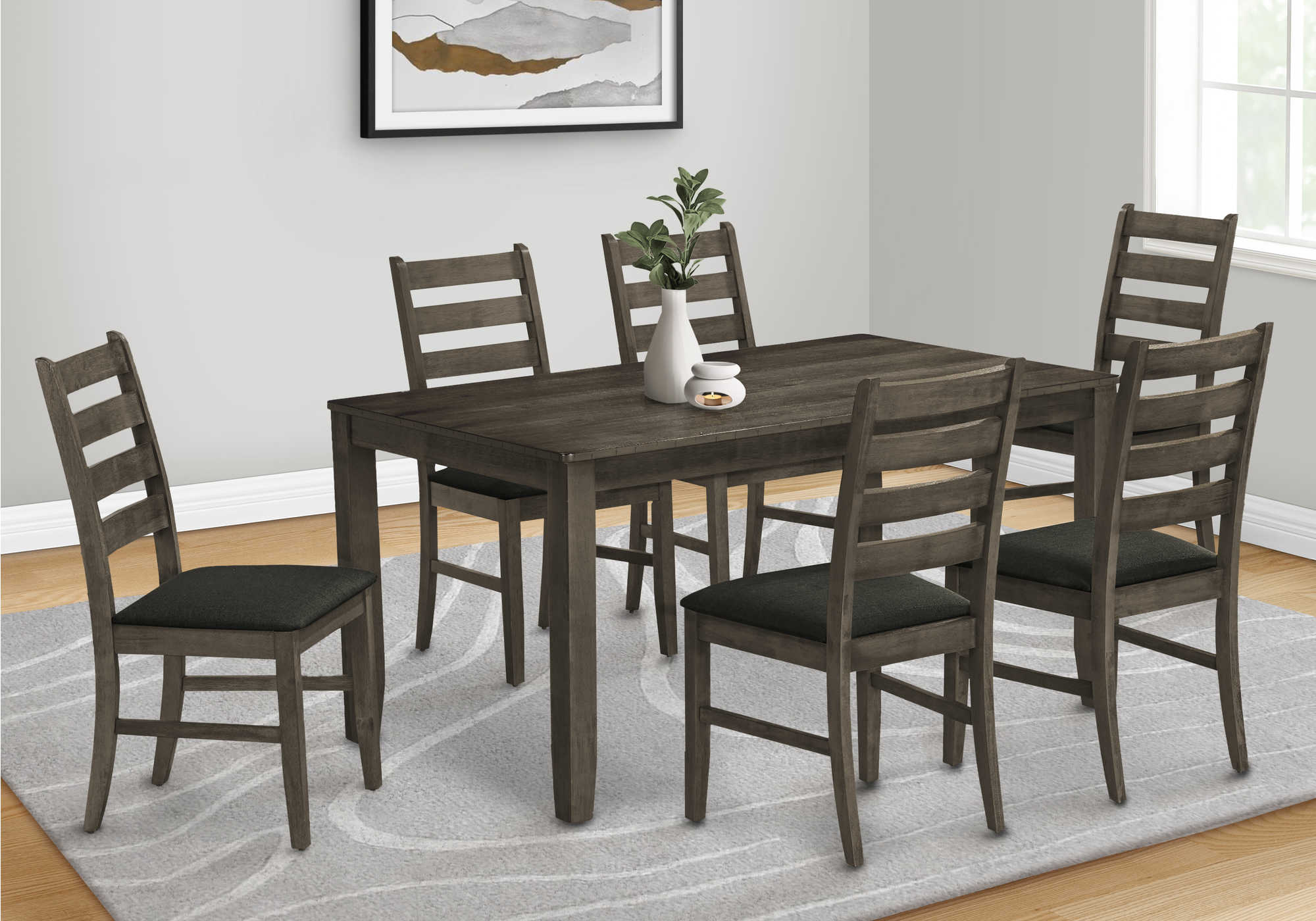 Antique Grey Veneer Wood Dining Table - Monarch (I1346)