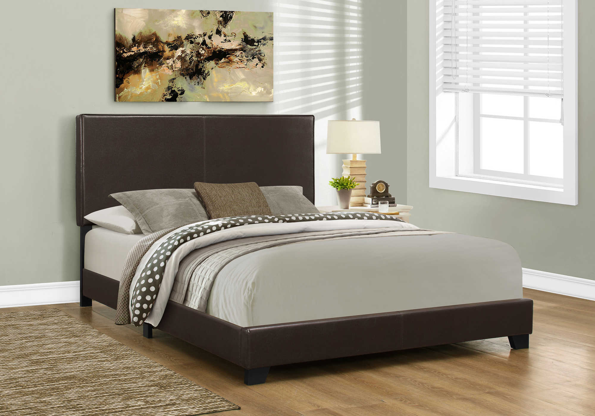 Brown Faux Leather Queen Bed Frame - Monarch (I5910Q)