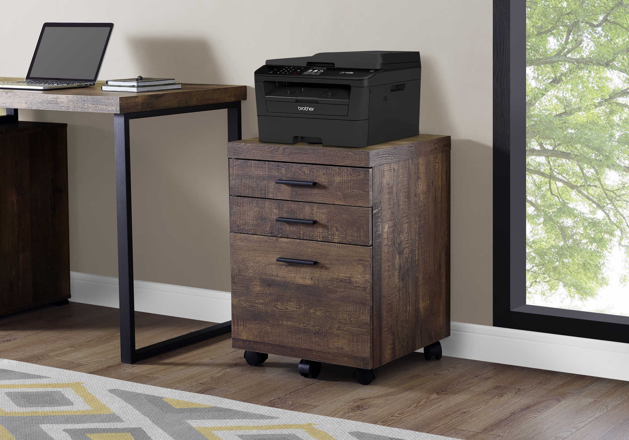 Monarch 3-Drawer Brown Faux Wood Filing Cabinet (I7400)