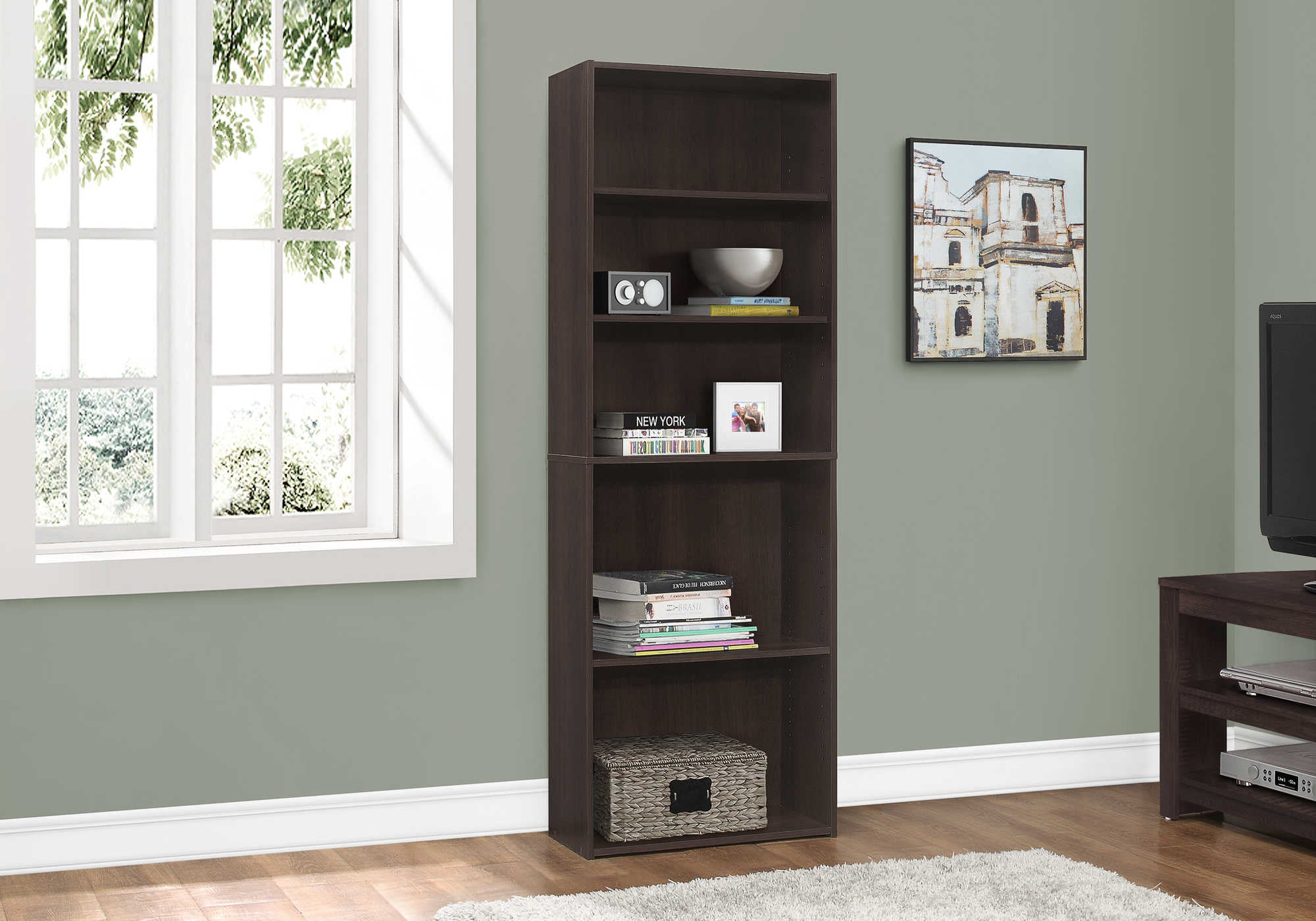 Monarch Espresso Shelf with 5 Shelves - (I7467)