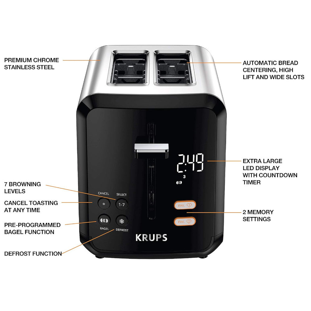 KRUPS Digital 2-Slice Stainless Steel Toaster (KH320D50)