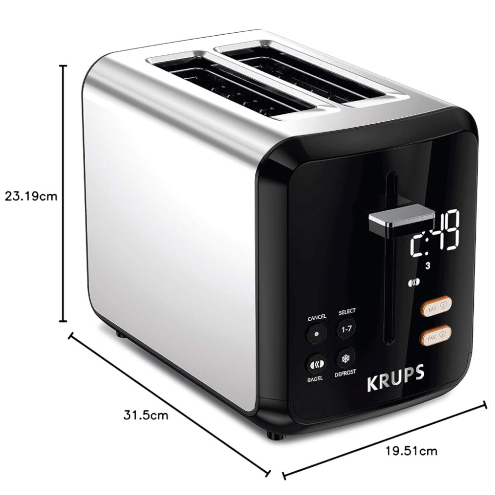 KRUPS Digital 2-Slice Stainless Steel Toaster (KH320D50)