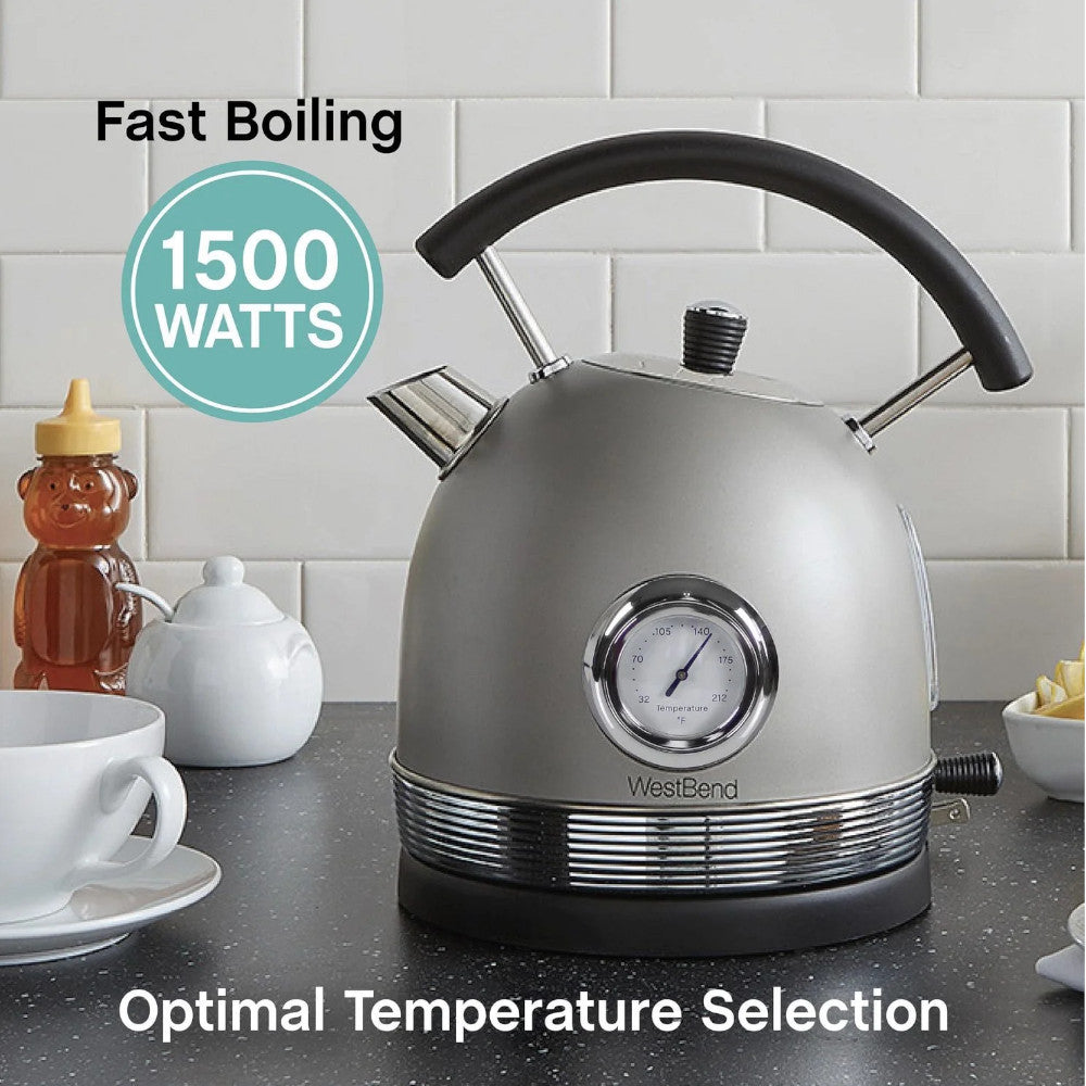 Bouilloire élecrique rétro en stainless West Bend de 1,7L (WBRTGR13) - Nouveau