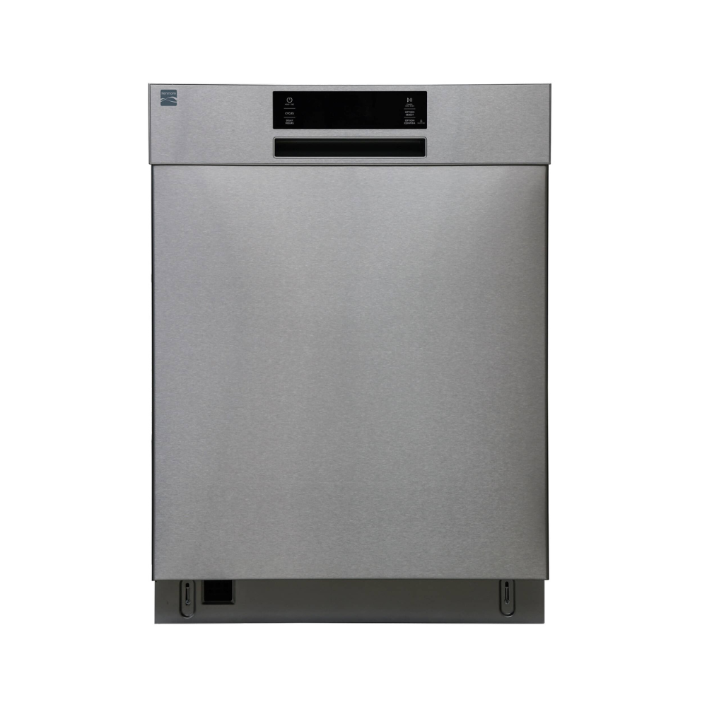 Lave-vaisselle encastrable Kenmore 24 po  avec troisième panier amovible, en acier inoxydable.