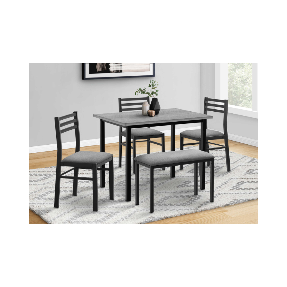 5-piece dining set - grey top / black metal base - Monarch (I1037) 