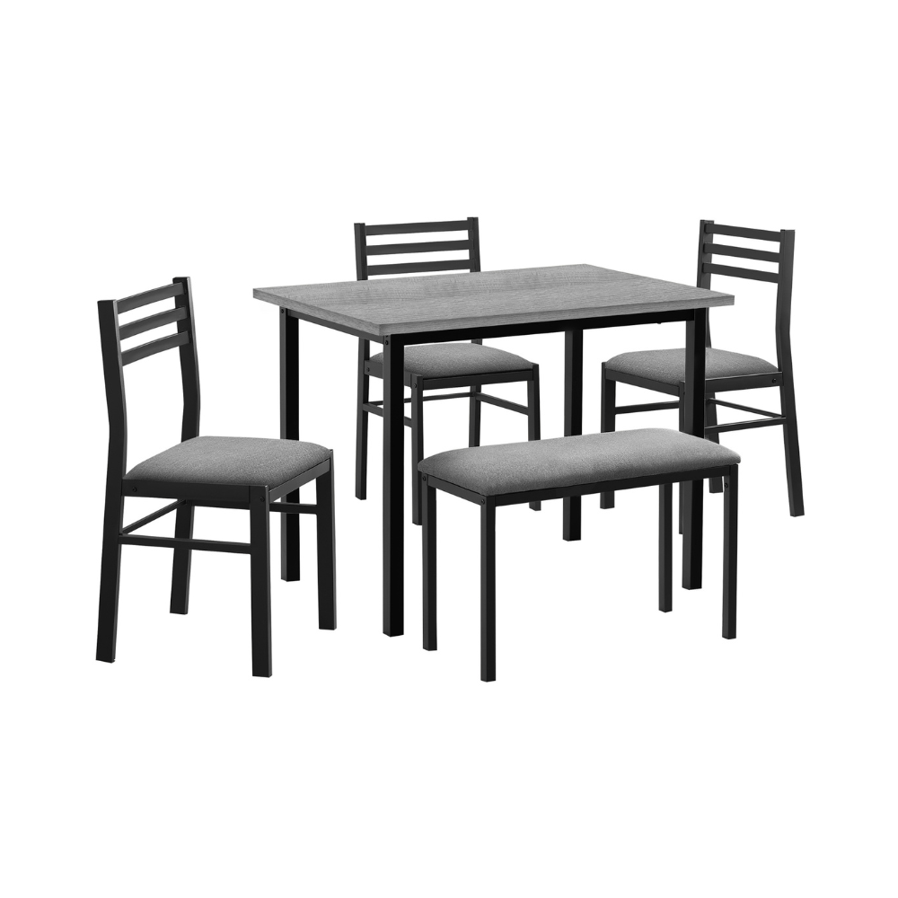 5-piece dining set - grey top / black metal base - Monarch (I1037) 