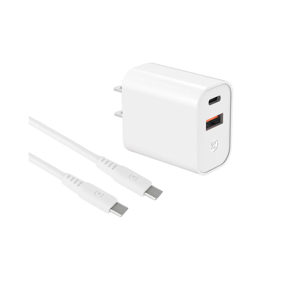 Chargeur mural Caseco - double port Pulse avec câble USB-C vers USB-C