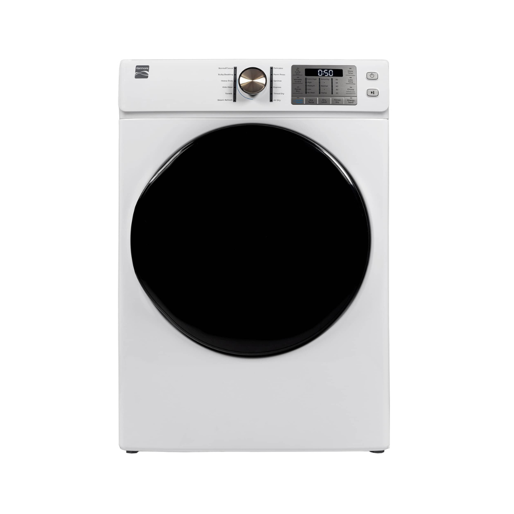Kenmore 27-inch, 8.0 cu. ft. Front Load Electric Dryer with Steam and Stacking Kit, White