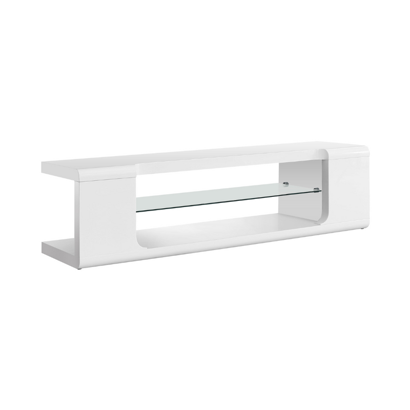Mueble TV Blanco Brillo con Vidrio Templado