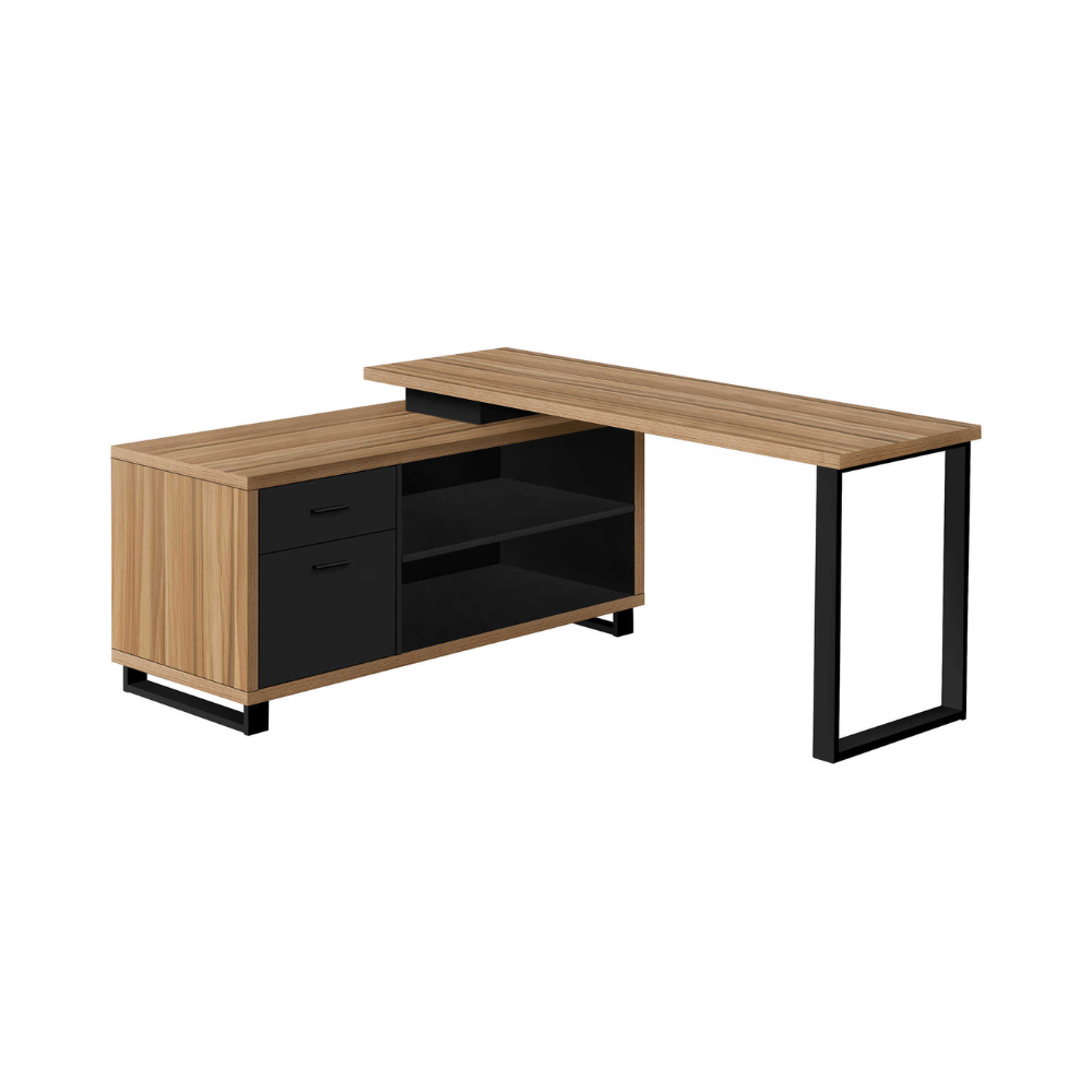 Monarch 72"W Executive Desk in Light Wood and Black (I7712)
