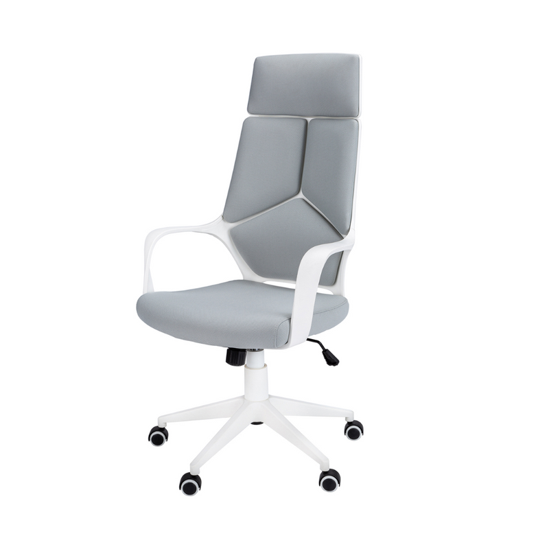 Silla de oficina con respaldo ejecutivo en tejido blanco y gris