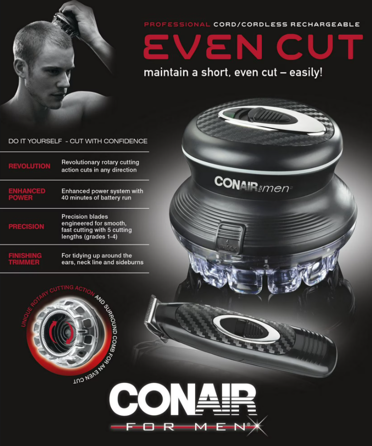 Trousse de coupe de cheveux Conair even cut rotative V2 avec tondeuse à cheveux