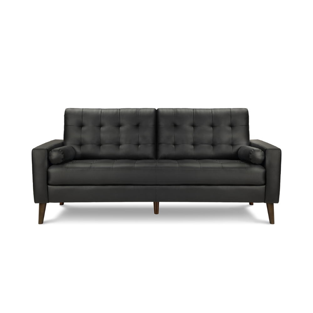 Sofa de 75" avec 2 coussins de Monarch  - Simili cuir noir (CK5A95)