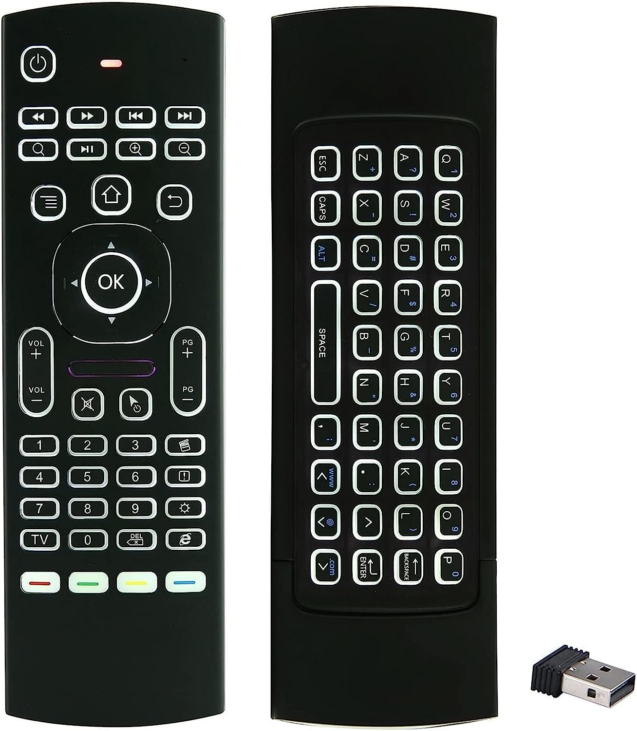 2.4G Backlit Air Mouse Remote, Wireless Keyboard - TV, PC, Windows, Mac OS, Linux 