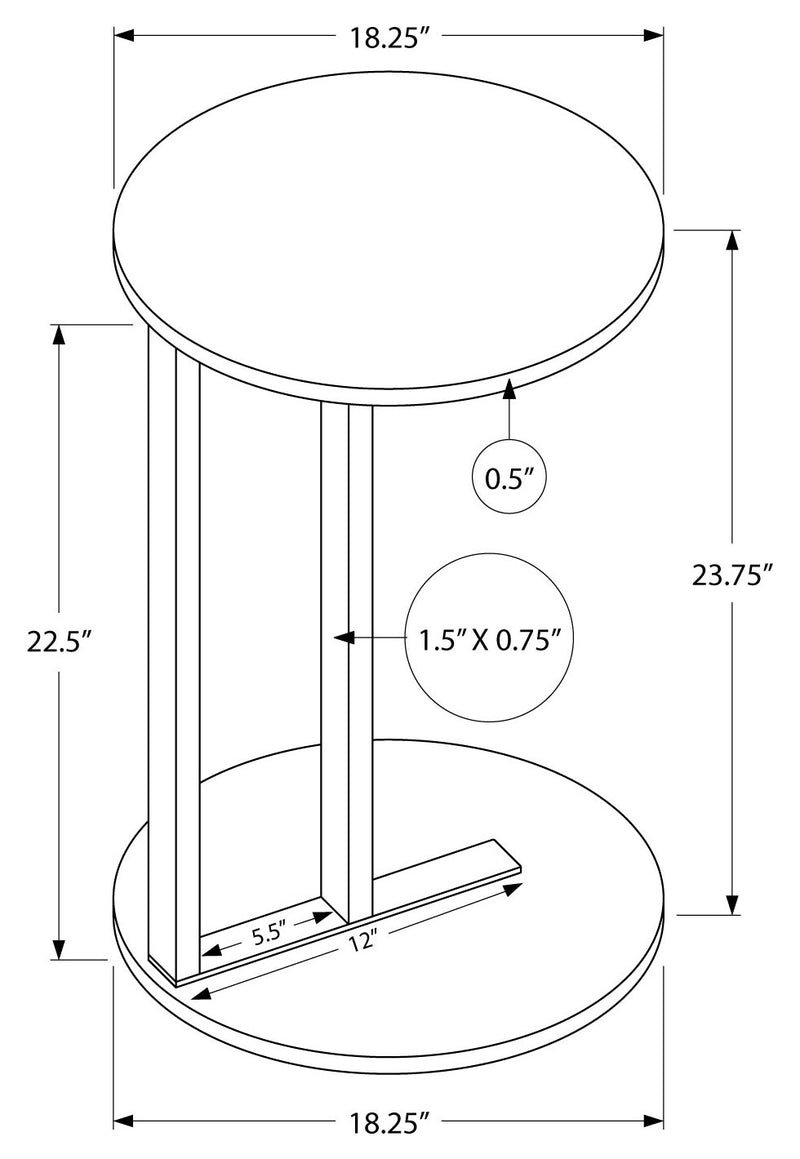 Mesa auxiliar en símil mármol blanco y metal negro