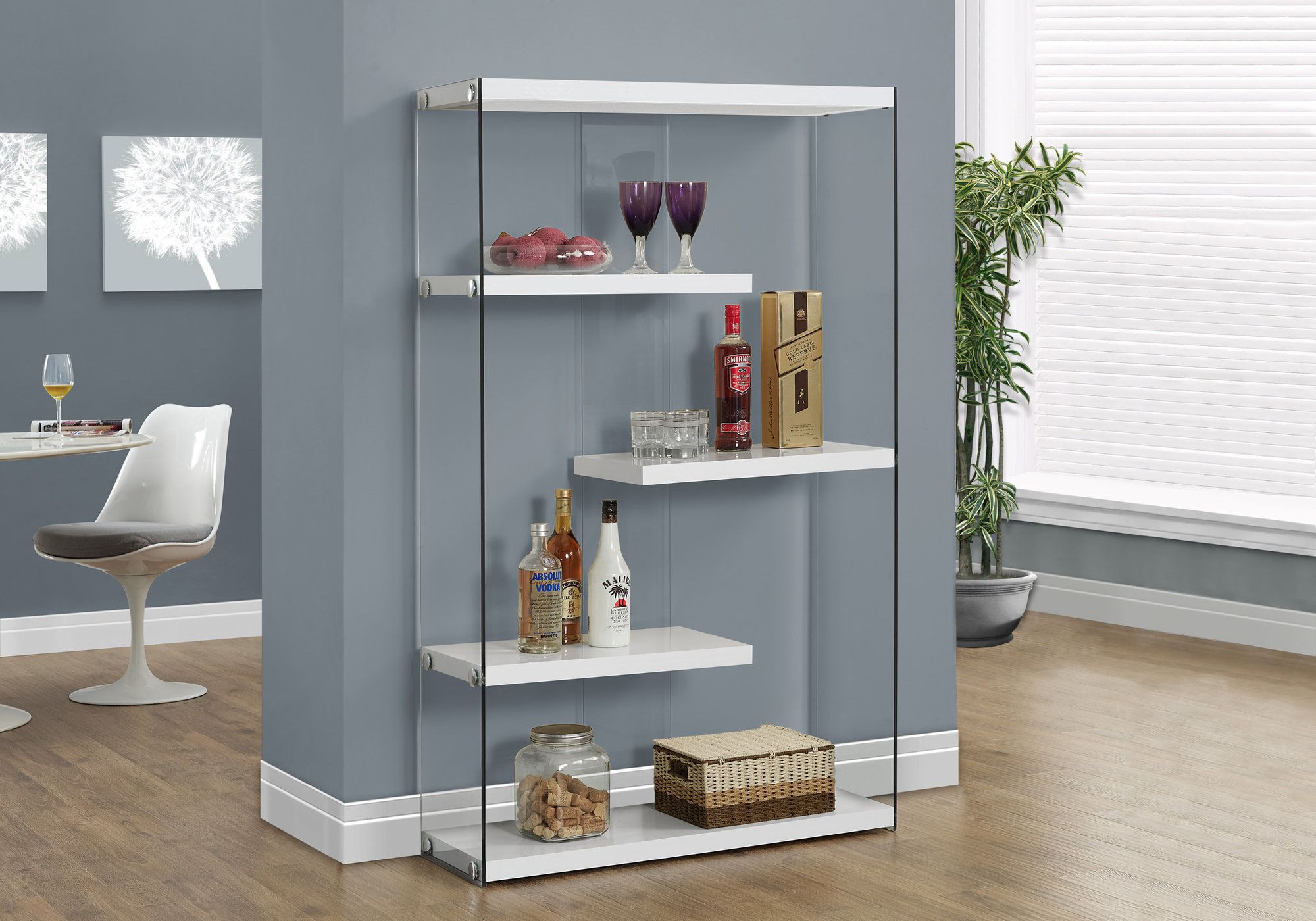 White Gloss Shelf with Tempered Glass