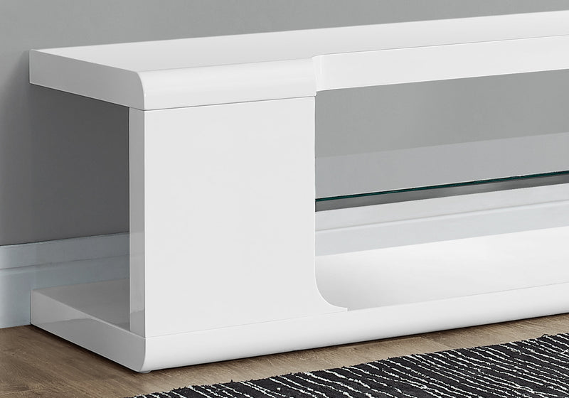 Mueble TV Blanco Brillo con Vidrio Templado