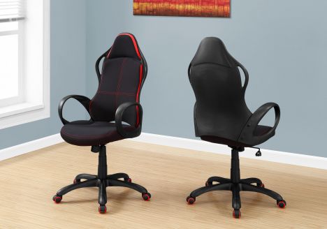 Silla de oficina multiposición en tejido negro y rojo