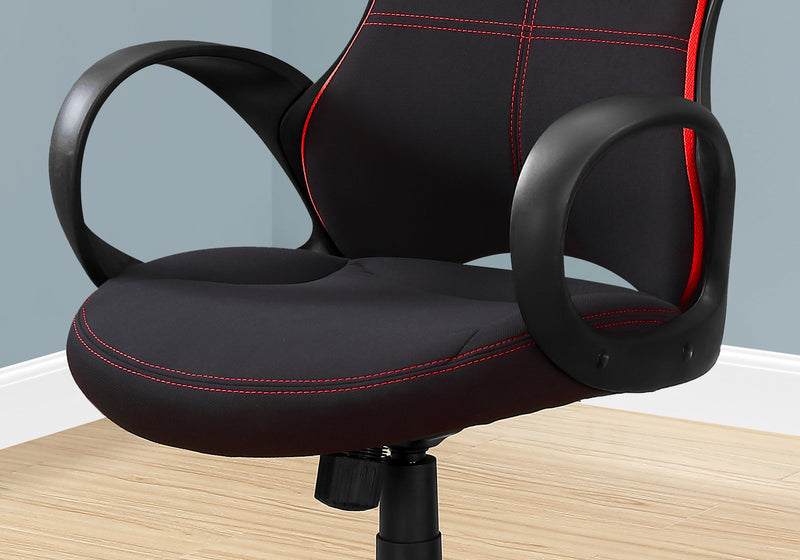 Silla de oficina multiposición en tejido negro y rojo