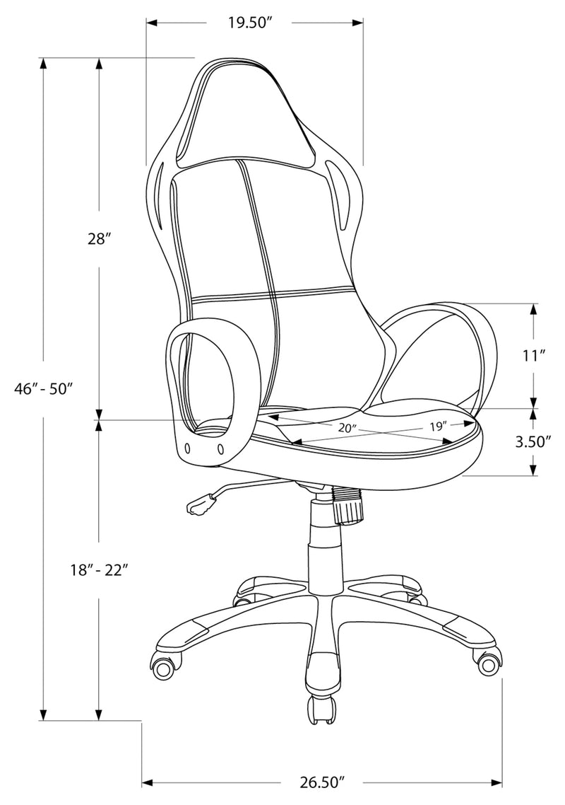 Silla de oficina multiposición en tejido negro y rojo