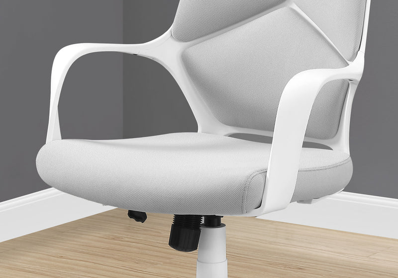 Silla de oficina con respaldo ejecutivo en tejido blanco y gris
