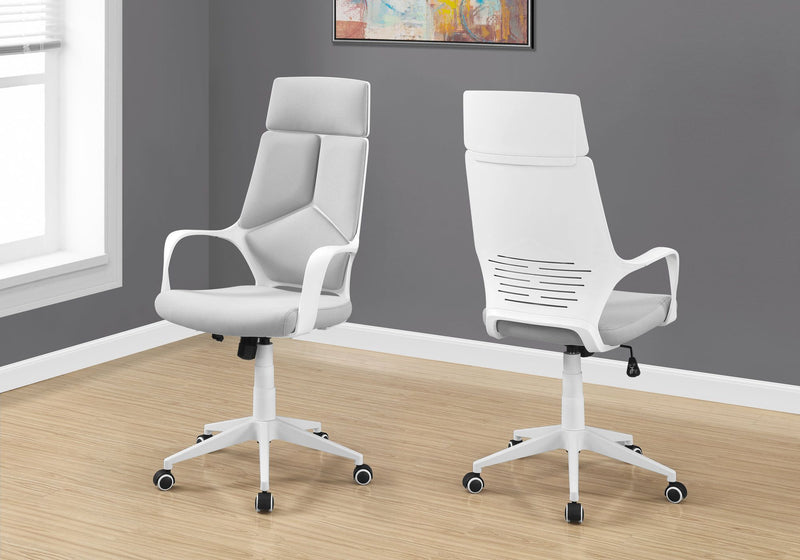 Silla de oficina con respaldo ejecutivo en tejido blanco y gris