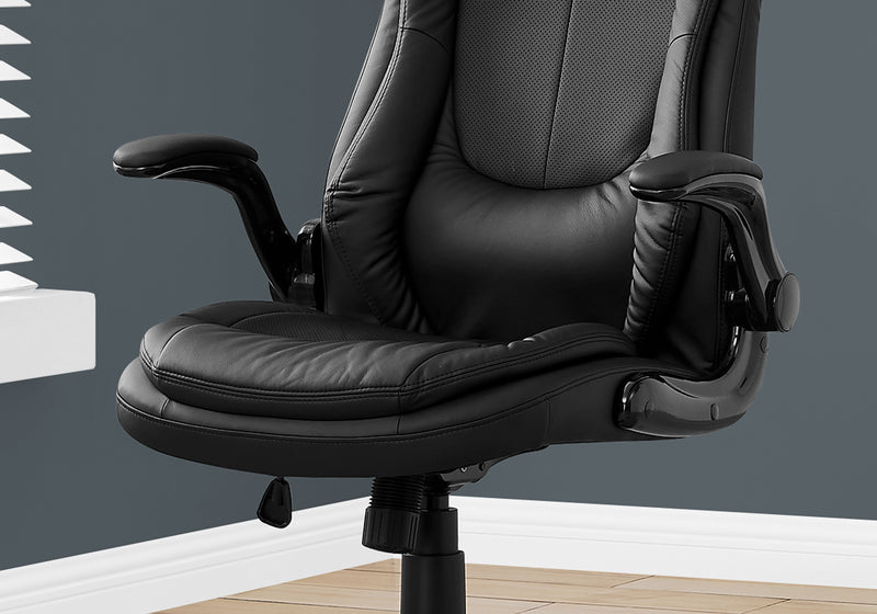 Silla de oficina con respaldo ejecutivo de color negro de piel sintética