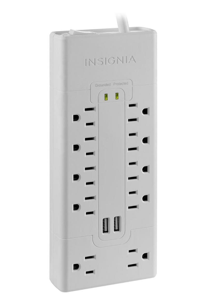 Insignia 10-Outlet Surge Protector with 2 USB Ports