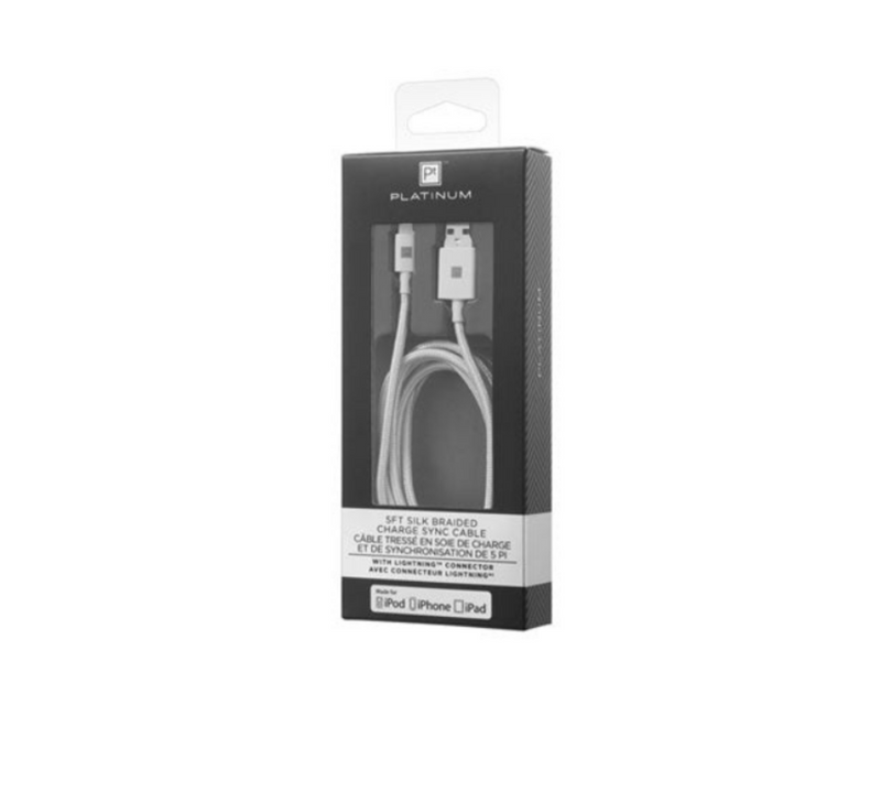Cable Lightning trenzado plateado de 5" Platinum PT-MA5S2