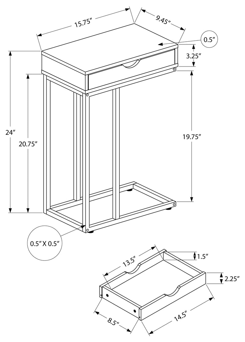 Mesa auxiliar de metal blanco y natural