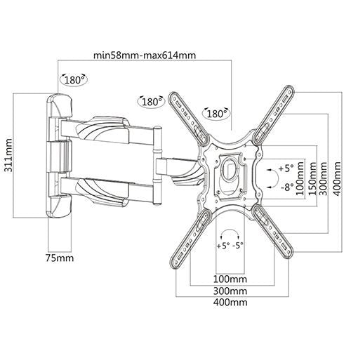 Soporte de pared articulado ProTech FL-505 de 23-55" 